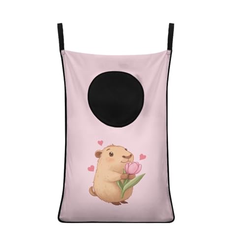 ZFRXIGN Capybara Hanging Hampers for Laundry Over The Door Laundry Hamper Dirty Clothes Storage Pink Laundry Baskets Space Saving Hamper Zipper Closure Toy Organizers Home Decor - color: Capybara Tulip