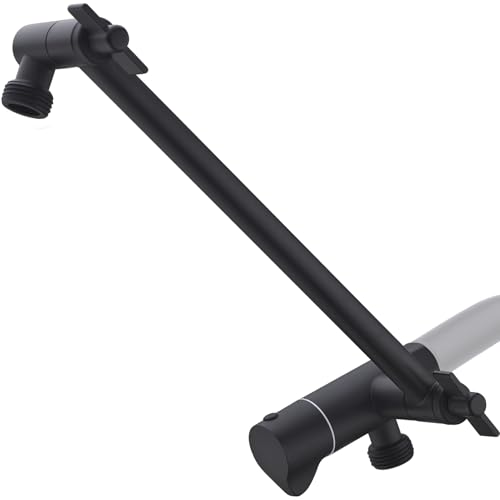 TRUSTMI Shower Arm Diverter, 10 Inch Adjustable Height Shower Head Extension Arm, Matte Black - color: Black
