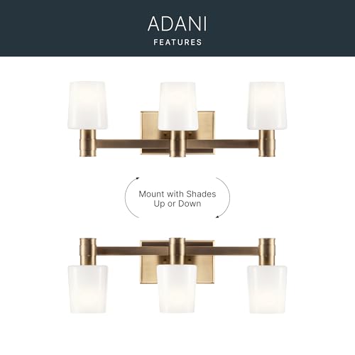 Kichler Adani 3-Light Bathroom Vanity Light, Champagne Bronze | Modern vanity light with opal glass for bathrooms and powder rooms (24" x 8.25"), 55176CPZ - color: Champagne Bronze, size: 24"