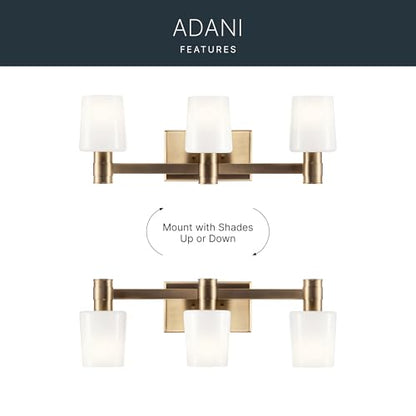 Kichler Adani 3-Light Bathroom Vanity Light, Champagne Bronze | Modern vanity light with opal glass for bathrooms and powder rooms (24" x 8.25"), 55176CPZ - color: Champagne Bronze, size: 24"