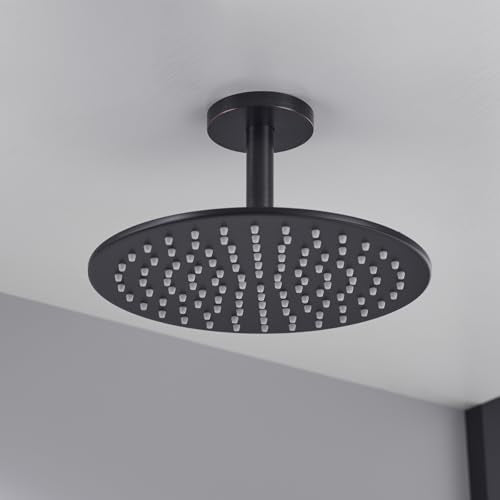 RANDOM Straight Shower Arm with Flange Oil Rubbed Bronze 4 Inches Ceiling Mount Shower Head Extension Arm Ceiling-Mounted For Fixed Shower Head.RD-91038-4-ORB - color: 4″ Oil Rubbed Bronze(Round Flange)