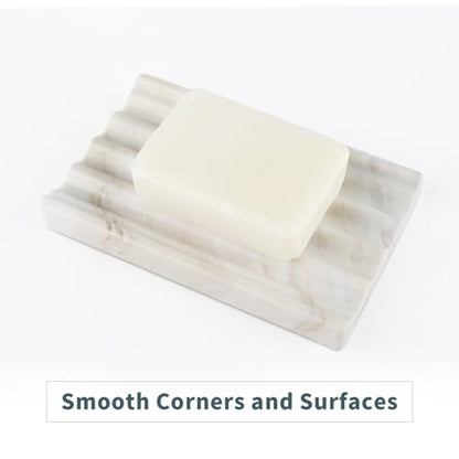 Soap Holder, Marble Soap Dish for Shower, Bar Soaps Holder with Water Ripple Design, Easy Cleaning Soaps Saver for Kitchen Sink，Bathroom, Executive Greek Natural Stone Tray(Agiax) - color: Agiax