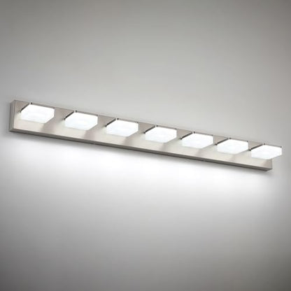 7-Light Bathroom Vanity Light Fixture Over Mirror, Nickel LED Vanity Lighting Fixtures, 45.67 inch Modern Bathroom Wall Light Fixtures with Rotating Lamp Head - size: 7-Light,46Inch