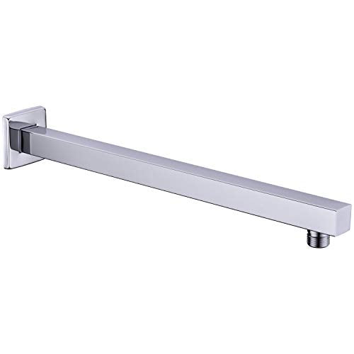 Shower Arm with Flange 16 Inch Stainless Steel Overhead Shower Extension Arm Bathroom Wall Mounted Pipe for Rainfall Showerhead, Chrome - color: Chrome