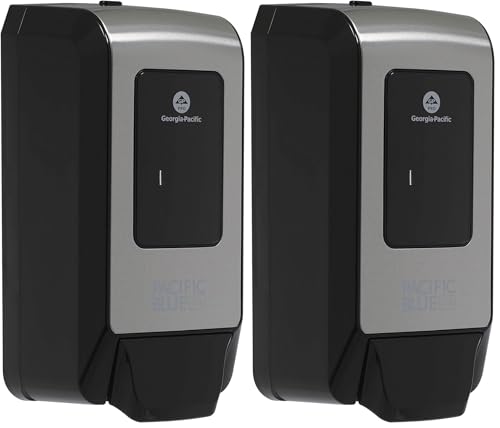 Pacific Blue Ultra Wall-Mounted Manual Dispenser for Foaming Hand Soap and Hand Sanitizer by GP PRO (Georgia-Pacific) Brushed Stainless 53060 11.5" W x 5.6" D by 4.4" H (Pack of 2) - size: 1 Count (Pack of 2)