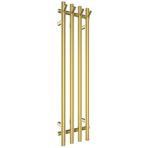 Heated Towel Rack, Towel Warmer with Timer, Wall Mounted hot Towel Warmer Rack for Bathroom, Hardwired or Plug-in Models Vertical Towel Heater - color: Golden