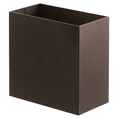 mDesign Small Steel Rectangular 2.4 Gallon/9.1 Liter Trash Can, Waste Basket for Bathroom, Bedroom, Home Office - Holds Garbage, Recycling, Household Items - Linn Collection - Bronze - color: Bronze