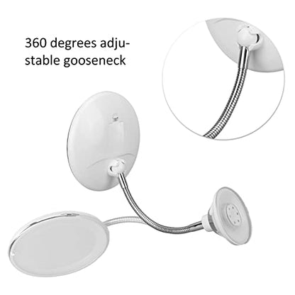 360° Swivel Magnifying Mirror, Battery Operated 10X Magnification Flexible Cordless Goose Neck LED Fill Light Suction Cup, Adjustable Gooseneck for Home Office Travel Makeup