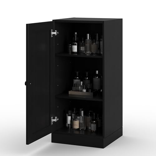 100% Solid Wood 16.5" Small Bathroom Cabinet, Shaker Wood Door, Black - color: Black, style: Shaker Door