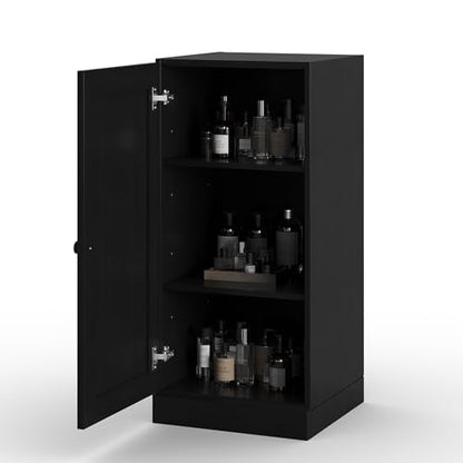 100% Solid Wood 16.5" Small Bathroom Cabinet, Shaker Wood Door, Black - color: Black, style: Shaker Door