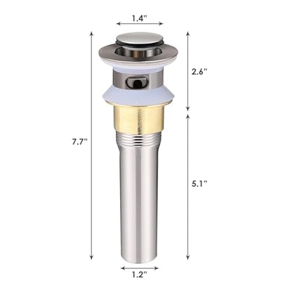 Bathroom Sink Pop Up Drain with Overflow, Stainless Steel Sink Drain Strainer with Built-in Anti-Clogging Strainer Basket, Sink Drain Stopper Fits Standard American Drain Hole