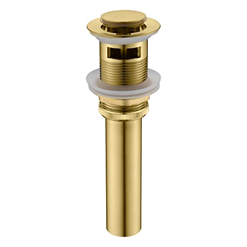 SUMERAIN Brass Pop Up Drain Stopper for Bathroom Sink | With Overflow, Brushed Gold, Easy Installation - size: S7304BG
