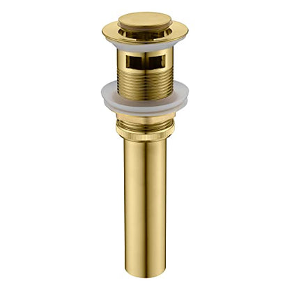 SUMERAIN Brass Pop Up Drain Stopper for Bathroom Sink | With Overflow, Brushed Gold, Easy Installation - size: S7304BG