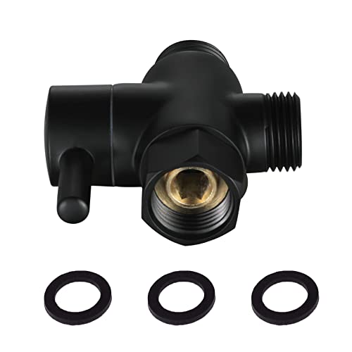 Brass Shower Arm Diverter Valve for Hand Held Showerhead and Fixed Spray Head,G 1/2 3-Way Bathroom Universal Shower System Replacement Part (Matte Black) - color: Matte Black