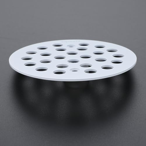 Round 4-1/4 Inch Screw-in Shower Drainer Cover Replacement 304 Stainless Steel Floor Drain Grate with Screws White - color: White