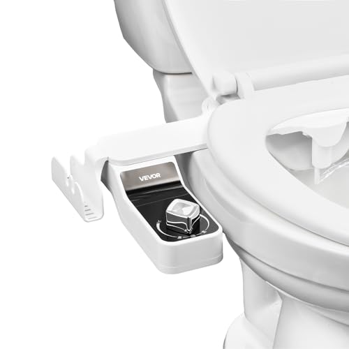 VEVOR Bidet Attachment for Toilet, 0.3" Ultra Thin Bidet Toilet Seat Attachment - Dual Retractable Nozzles, Adjustable Water Pressure, Non-Electric Cold Water Sprayer for Front Rear Water Wash, White - style: Cool Water - 1 rotary knob - foldable with she
