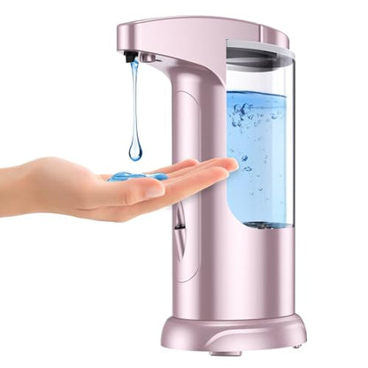 12.5 oz Automatic Liquid Soap Dispenser, Touch-Free Battery Operated Adjustable Soap Dispensing, Volume Premium for Kitchen Bathroom Toilet (Pink) - color: Pink