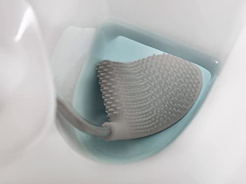 Joseph Joseph Flex Hygienic Silicone Toilet Brush with Slim Holder Set, Flexible Anti-drip, Anti-Clog Deep Clean Head - Gray/White - color: Gray/White, size: 4 EA
