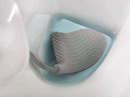 Joseph Joseph Flex Hygienic Silicone Toilet Brush with Slim Holder Set, Flexible Anti-drip, Anti-Clog Deep Clean Head - Gray/White - color: Gray/White, size: 4 EA