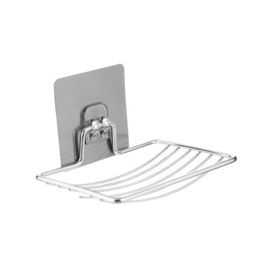 2pcs Double Layer Soap Drainer Wall Mount Soap Holder Stainless Steel Suction Cup Draining Easy Clean Bathroom Supplies