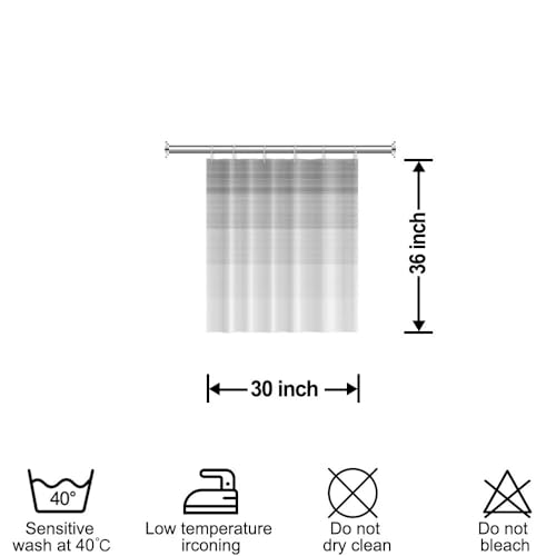 Boho White Gray Striped Small Bathroom Window Curtain 30" Wx36 L | Black Bohemian Geometric, Polyester Waterproof, Machine Washable, Kitchen Dishwasher Cabinet , Easy to Install with 6 Hooks - color: Grey, size: 30"W x 36"L (Pack of 1)
