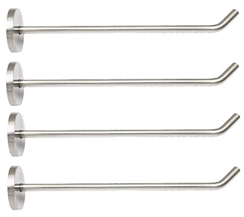 Brushed Stainless Steel Single Heavy Duty Short Nose Wall Mount Hook, Fit for Kitchen,Bedroom,Living Room, Bathroom,Closets and Garage Storage (7-2/3", 4 PCS) - size: 7-2/3" , 4 PCS