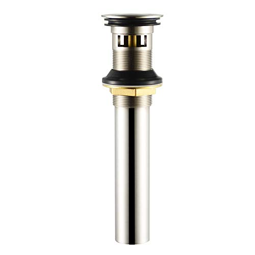 Purelux Bathroom Sink Drain Stopper Faucet Vanity Sink Pop Up Drain Assembly with Overflow, Brushed Nickel Finish - color: Brushed Nickel, style: With Overflow