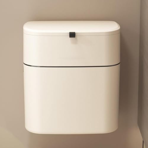 Wall-Mounted 12l Kitchen Trash Can with Lid, Cupboard Hanging Rubbish Bin, Sealed Plastic Waste Basket for Bathroom and Cabinet Storage