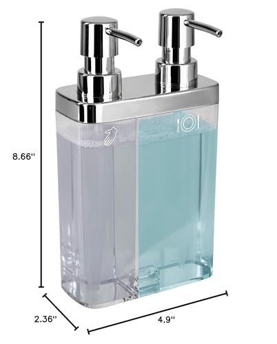 Kitchen Details Dual Pump Soap & Lotion Dispenser | Bathroom and Kitchen Sink | Countertop | Compact Design | Clear - color: Clear