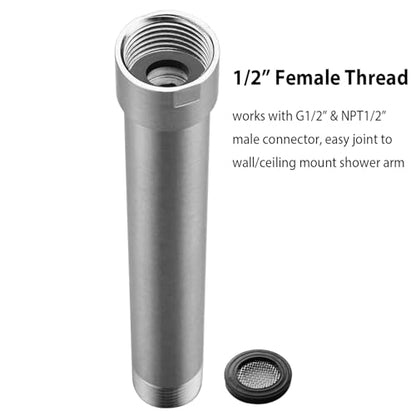 Shower Arm Extender 8 Inch Extension Arm for Rainfall and Handheld Shower Head, Stainless Steel Straight Shower Arm Extension, Female to Male NPT 1/2 Inch, Brushed Nickel - color: Brushed Nickel, style: 8-Inch