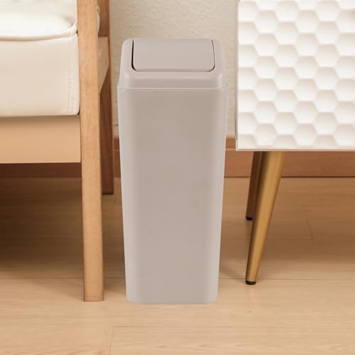 14 L Plastic Trash Can with Swing Lid, 3.5 Gallon Slim Garbage Can