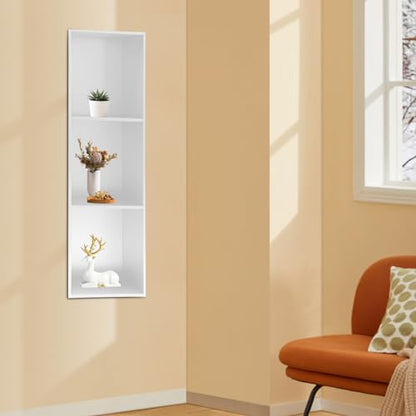 Recessed Shower Storage Shelf, 3-Tier Stainless Steel Niche Brushed Nickel, No Tiles Required, 35.4" H X 11" L Vertical Bathroom Storage Rack for Shampoo Soap (White) - color: White