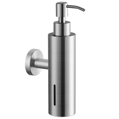 Wall Mounted Soap Dispenser, 280ML Refillable Stainless Steel Hand Soap Pump for Bathroom & Kitchen, Durable Brushed Finish Shower Soap Holder (Brushed) - color: Brushed