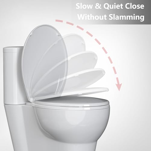 GarveeHome Whisper-Close Round Toilet Seat in White – Ultra-Smooth Quiet Lid, Stain-Resistant & Tool-Free Install, Fits All Standard Round Toilets（2pcs/box) - color: Standard （2pcs/box), size: Round & White