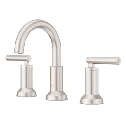 Pfister Capistrano Widespread Bathroom Sink Faucet 2 Handle 3 Hole Brushed Nickel Vanity Faucet with Push & Seal Drain TiteSeal Mount NSF Certified Bath Fixture LF049CSOGS - color: Spot Defense Brushed Nickel, size: 1 Pack