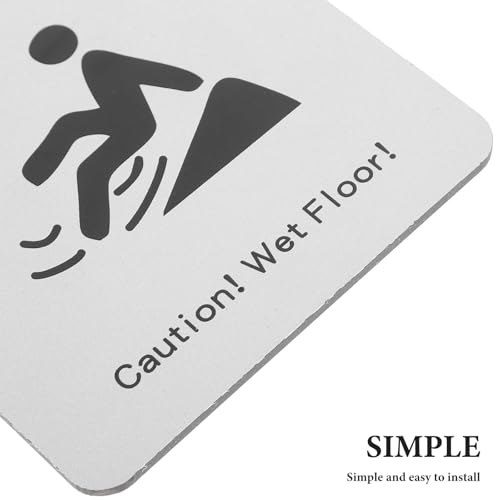 Kisangel Wet Floor Warn Sign Plaque for Homes and Multiple Environments Made of Wear-resistant Aluminium-plastic Panel with Adhesive Tape, Waterproof Silver Slippery Floor Safety Sign