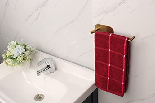 TocTen Hand Towel Holder/Towel Ring, No Drilling Stick on Wall Hand Towel Bar, SUS 304 Stainless Steel Hand Towel Rod, Strong Self Adhesive Hand Towel Rack/Hanger for Bathroom Kitchen (Brushed Gold) - color: Brushed Gold, size: 1 Pack 8.35 inch