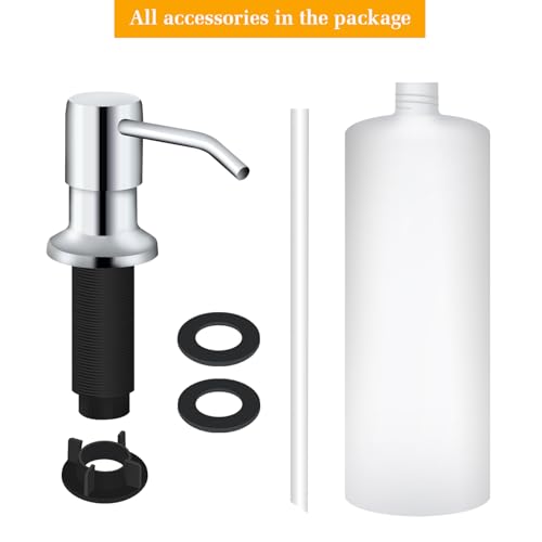 Soap Dispenser for Kitchen Sink, Built in Sink Soap Dispenser Lotion Dispenser with 17 OZ Bottle, Refill from The Top Bar Sink Soap Dispenser, Chrome - color: Chrome