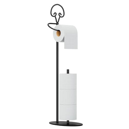 Toilet Paper Holder Stand with Dispenser,Free Standing, Classic,Black | Rustproof,Holds 4 Mega Rolls, Anti-Slip Base, Easy Grip Top,Raised Waterproof Base,Minimalistic Toilet Paper Storage Solution