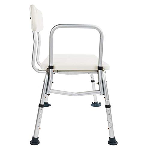 Bath Chair,Adjustable Handicap Shower Chair Seat Bench Transfer Bench with Arms and Backs,3 Blow Molding Plates Aluminium Alloy for Seniors Elderly Baby Bathtub Lift Chair (White) - color: White