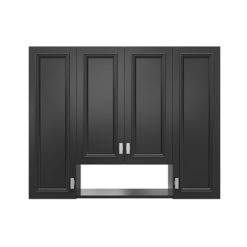 Marzzi 36" x 28" Bathroom Medicine Cabinet with Open Shelf | Wall Mounted Bathroom Storage Cabinet with Adjustable Shelves, Over The Toilet Wall Cabinet, Painted Finish - color: Black