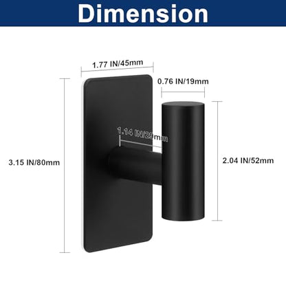 NearMoon Adhesive Hooks - Premium Stainless Steel Shower Holder Wall Hooks Heavy Duty Robe Towel Hangers Stick on Wall for Bathroom Kitchen (Matte Black) - color: Matte Black