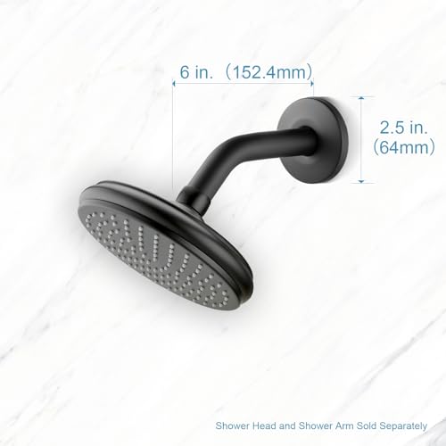 OFFO Shower Arm with Flange, 6-Inch Wall Mount Replacement Angle Shower Head Arm Wall-mounted For Fixed Shower Head & Handheld Showerhead, Matte Black - color: Matte Black, style: 6 in
