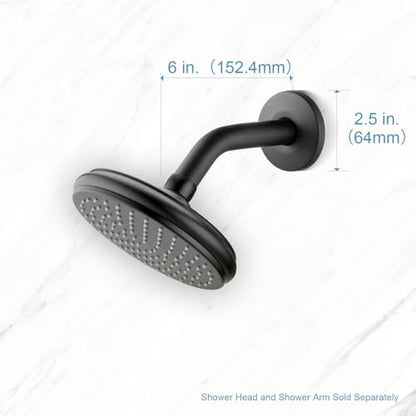 OFFO Shower Arm with Flange, 6-Inch Wall Mount Replacement Angle Shower Head Arm Wall-mounted For Fixed Shower Head & Handheld Showerhead, Matte Black - color: Matte Black, style: 6 in