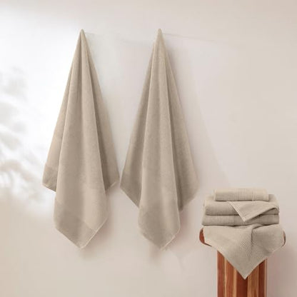 Modern Threads Air Cloud 18-Piece Towel Set - 100% Zero-Twist Cotton, 500 GSM, Quick Dry & Plush, Sand - color: Sand, size: 18 Pcs Towel Set