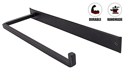 Wrought Iron Paper Towel Holder - Wall Mount Paper Towel Rack for Kitchen, Rustic Wall Mount Holder for Farmhouse Style Homes & Vintage Houses, Black, 13.7 x 4.5 x 1.5 Inches