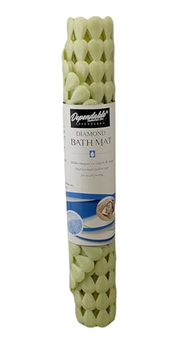 Luxury Oval Bath & Shower Mat 27" x 15" – Non-Slip PVC Bath Mat with Secure Suction Cups, Pear Diamond Design, Modern Bathroom Safety – Dependable Industries (Beige) - color: Beige