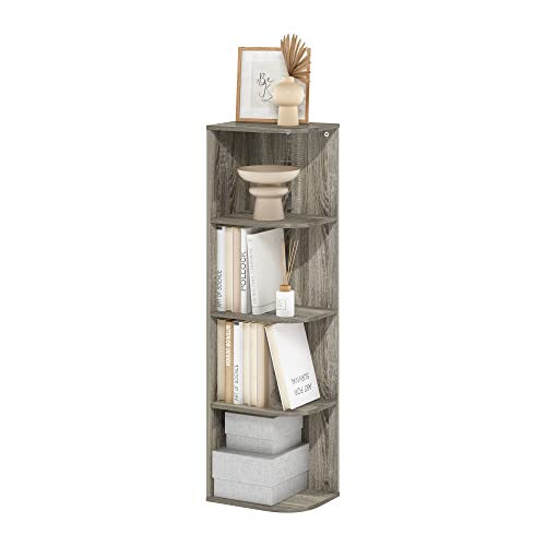 Furinno Pasir 4-Tier Corner Open Shelf Bookcase, French Oak - color: French Oak, size: 4-Tier Corner