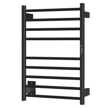 Black Heated Towel Rack for Bathroom Wall Mounted Hardwired | Heated Towel Bar, 9 Bars with Timer and Temp Control, Left or Right Side Plug-in/Hardwired, 304 Stainless Steel Matte Black - color: Matte Black