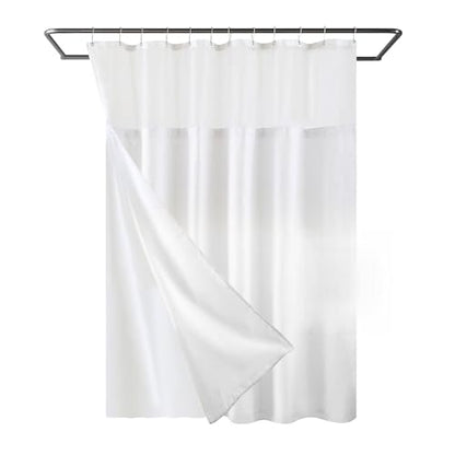 YI & ZE White Waffle Weave Shower Curtain with Snap-in Liner, 72W x 72L | Slub Textured Heavy Fabric, Waterproof & Washable, Equipped with 12 Metal Hooks - color: Waffle White, size: 72"W x 72"L (Pack of 1)